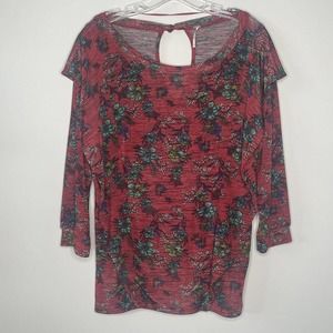 Free People Red Floral Blouse